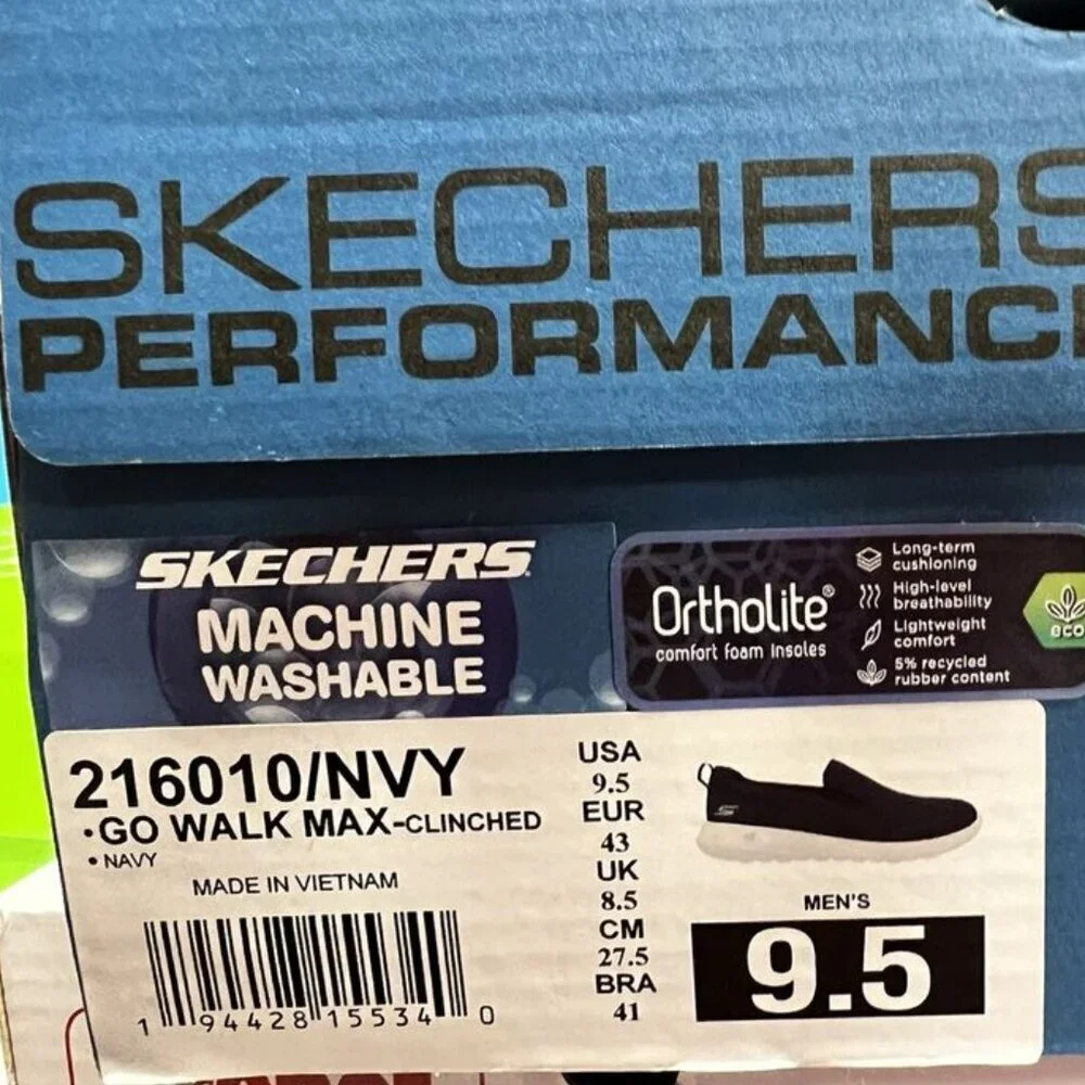 Skechers Mens Go Walk Max Clinched Sneaker Navy, Size 9.5 M